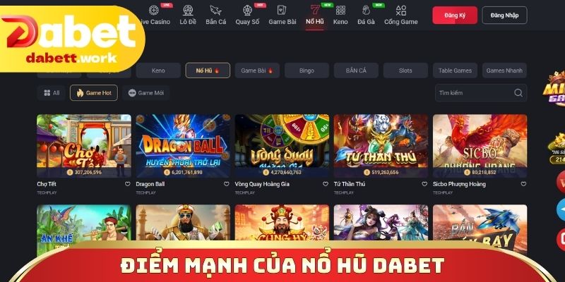 Điểm mạnh của nổ hũ DABET