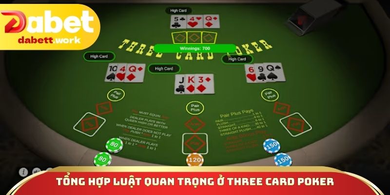 Tổng hợp luật quan trọng ở Three Card Poker